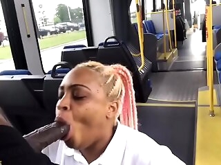Houston College Ebony Floozy Drains Black Unrefined Cock On Public Bus
